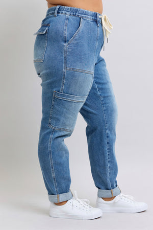 Clayton High Rise Cuffed Cargo Denim Jogger