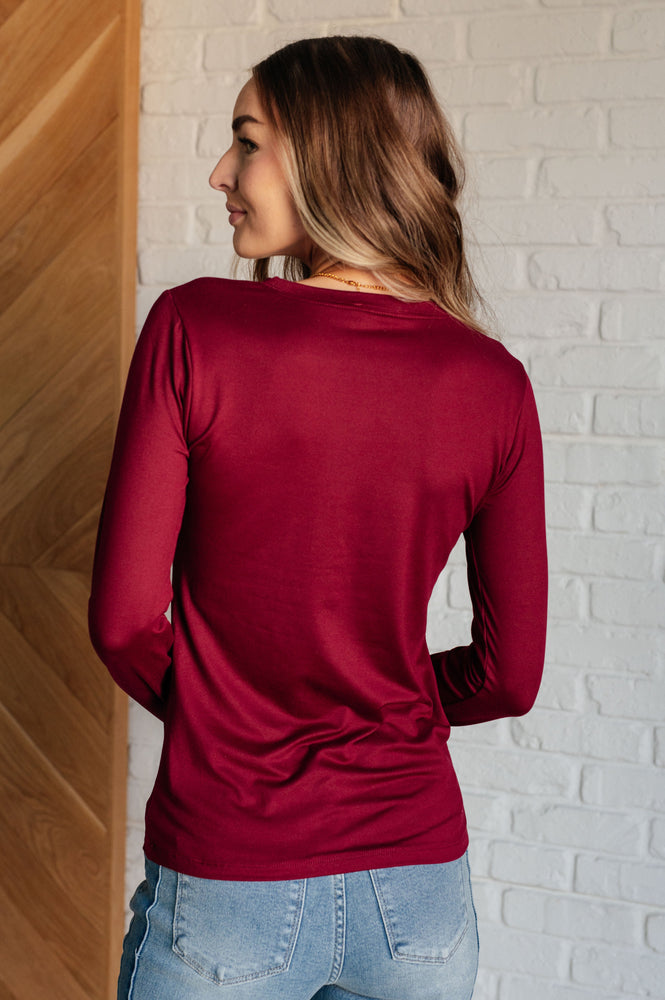 Basically Perfect Brushed Microfiber Tee in Cabernet